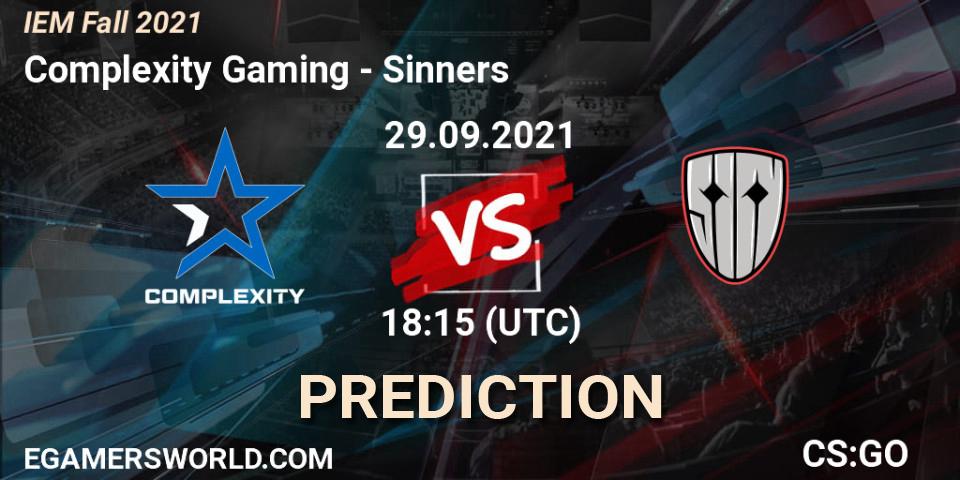 Pronóstico Complexity Gaming - Sinners. 29.09.2021 at 19:00, Counter-Strike (CS2), IEM Fall 2021: Europe RMR