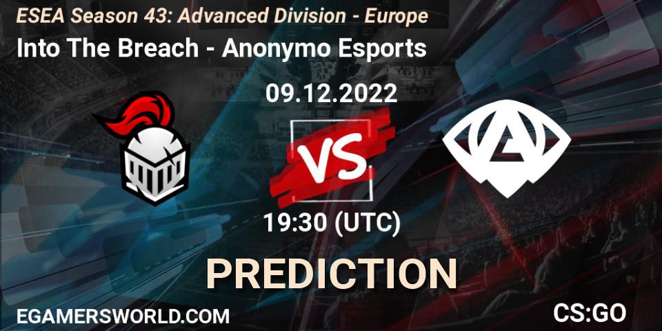 Pronóstico Into The Breach - Anonymo Esports. 09.12.2022 at 19:30, Counter-Strike (CS2), ESEA Season 43: Advanced Division - Europe
