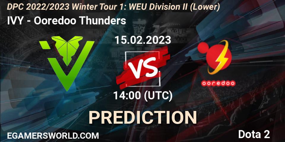 Pronóstico IVY - Ooredoo Thunders. 15.02.23, Dota 2, DPC 2022/2023 Winter Tour 1: WEU Division II (Lower)