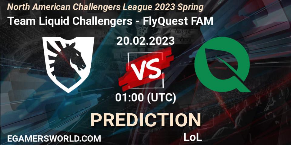 Pronóstico Team Liquid Challengers - FlyQuest FAM. 20.02.2023 at 01:00, LoL, NACL 2023 Spring - Group Stage