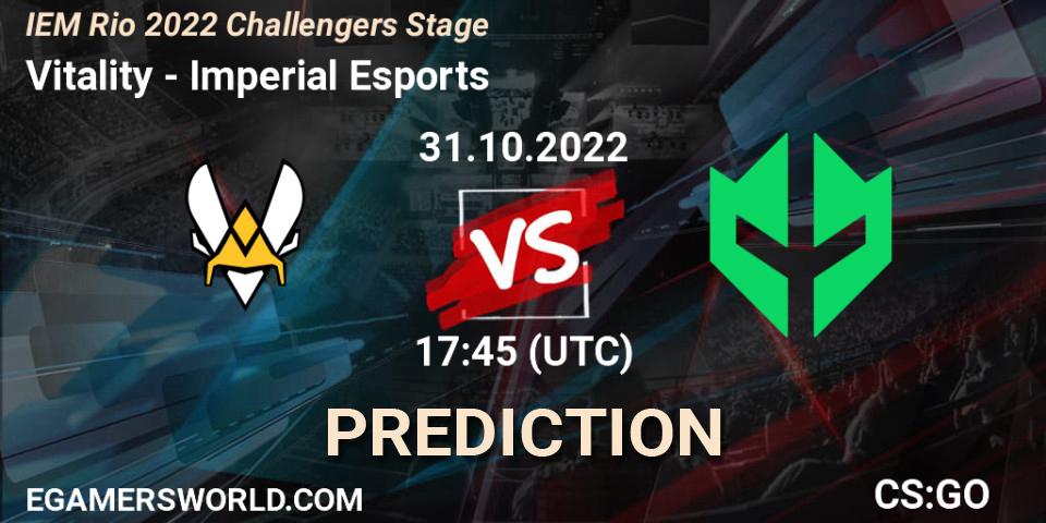 Pronóstico Vitality - Imperial Esports. 31.10.2022 at 18:10, Counter-Strike (CS2), IEM Rio 2022 Challengers Stage
