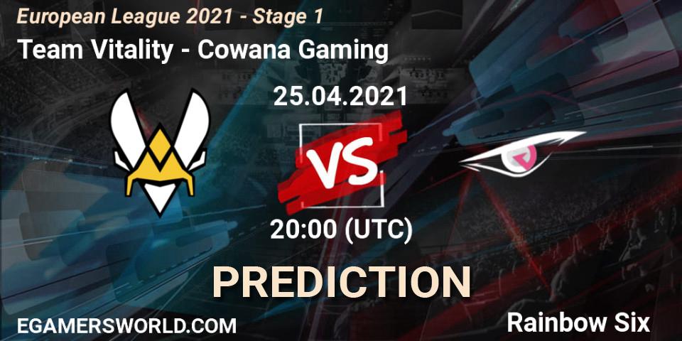 Pronóstico Team Vitality - Cowana Gaming. 25.04.2021 at 19:00, Rainbow Six, European League 2021 - Stage 1
