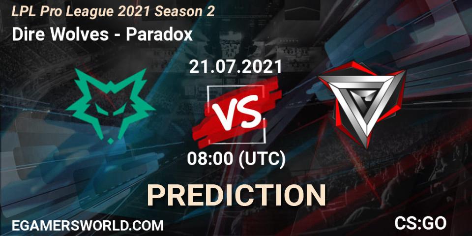 Pronóstico Dire Wolves - Paradox. 21.07.2021 at 08:00, Counter-Strike (CS2), LPL Pro League 2021 Season 2