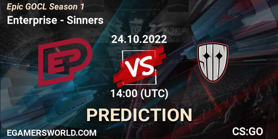 Pronóstico Enterprise - Sinners. 24.10.2022 at 14:00, Counter-Strike (CS2), Global Offensive Champions League Season 1