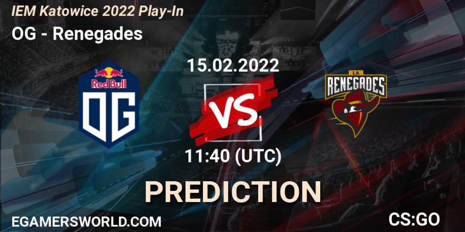 Pronóstico OG - Renegades. 15.02.2022 at 12:05, Counter-Strike (CS2), IEM Katowice 2022 Play-In