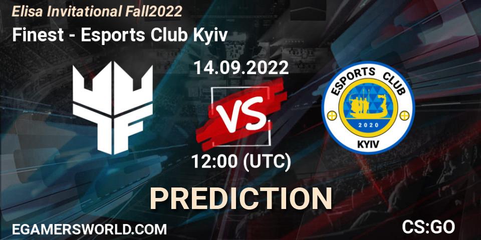 Pronóstico Finest - Esports Club Kyiv. 14.09.2022 at 13:10, Counter-Strike (CS2), Elisa Invitational Fall 2022