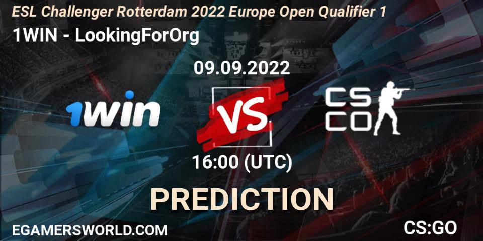 Pronóstico 1WIN - LookingForOrg. 09.09.22, CS2 (CS:GO), ESL Challenger Rotterdam 2022 Europe Open Qualifier 1