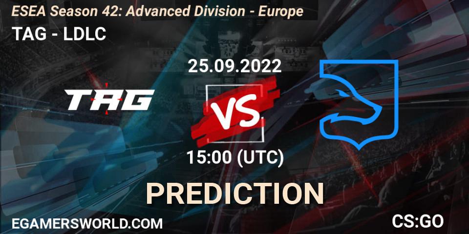 Pronóstico TAG - LDLC. 25.09.2022 at 15:00, Counter-Strike (CS2), ESEA Season 42: Advanced Division - Europe