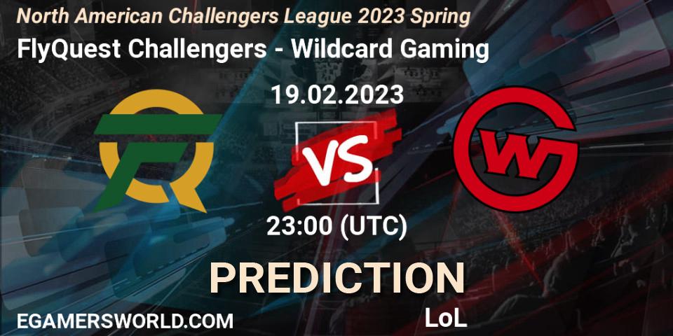 Pronóstico FlyQuest Challengers - Wildcard Gaming. 19.02.2023 at 23:00, LoL, NACL 2023 Spring - Group Stage