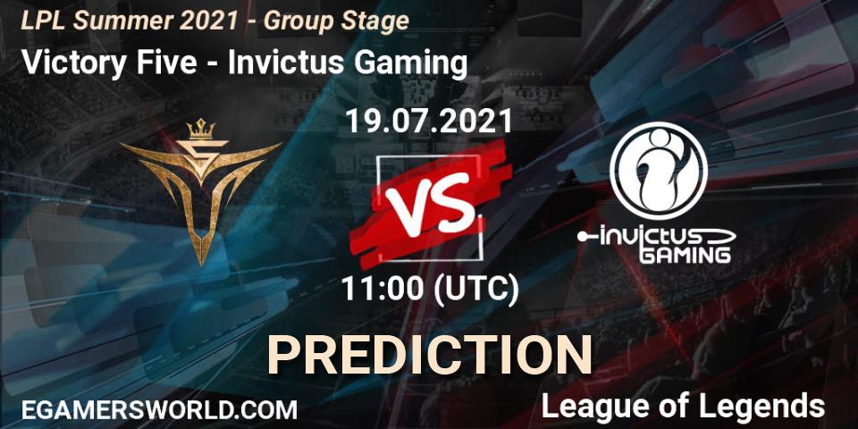 Pronóstico Victory Five - Invictus Gaming. 19.07.2021 at 11:00, LoL, LPL Summer 2021 - Group Stage