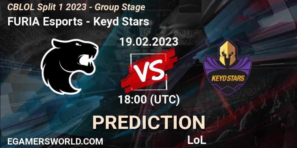 Pronóstico FURIA Esports - Keyd Stars. 19.02.2023 at 18:00, LoL, CBLOL Split 1 2023 - Group Stage