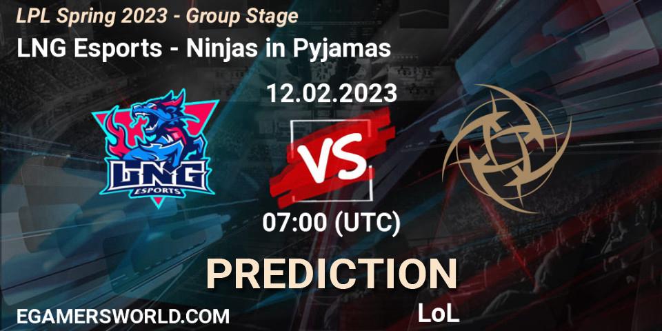 Pronóstico LNG Esports - Ninjas in Pyjamas. 12.02.23, LoL, LPL Spring 2023 - Group Stage
