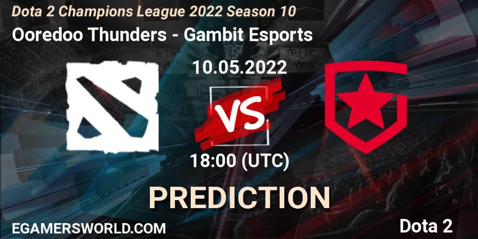 Pronóstico Ooredoo Thunders - Gambit Esports. 10.05.2022 at 18:00, Dota 2, Dota 2 Champions League 2022 Season 10 