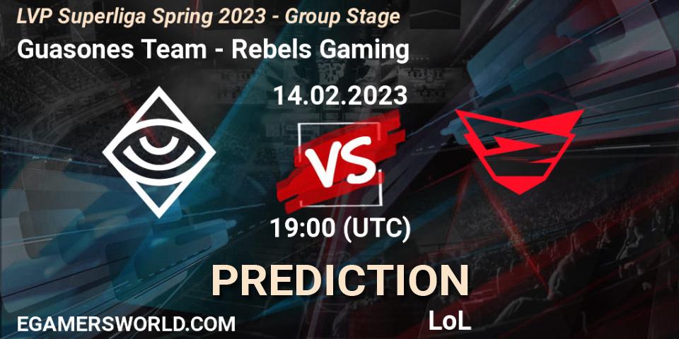 Pronóstico Guasones Team - Rebels Gaming. 14.02.2023 at 19:00, LoL, LVP Superliga Spring 2023 - Group Stage
