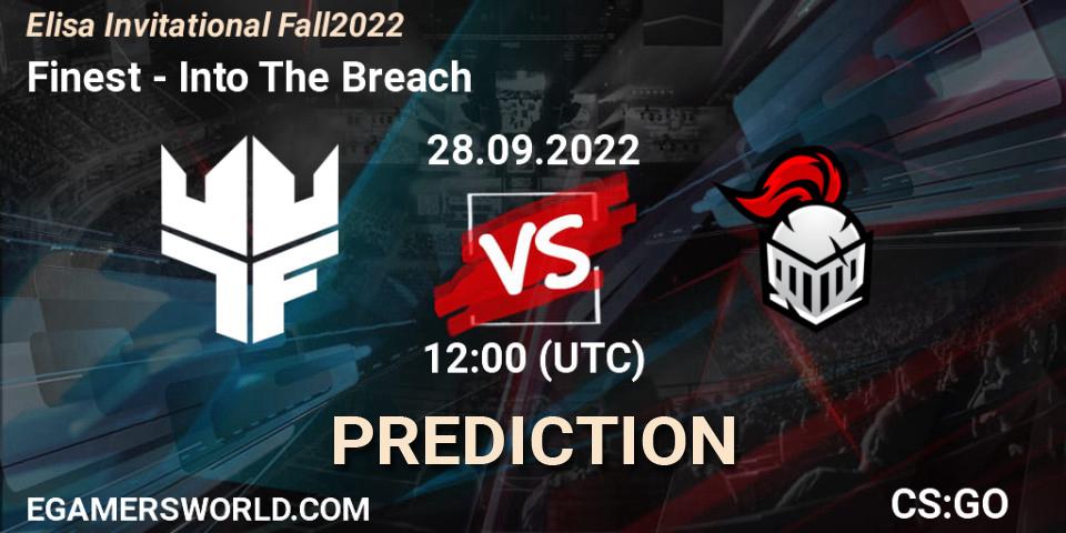 Pronóstico Finest - Into The Breach. 28.09.2022 at 12:40, Counter-Strike (CS2), Elisa Invitational Fall 2022