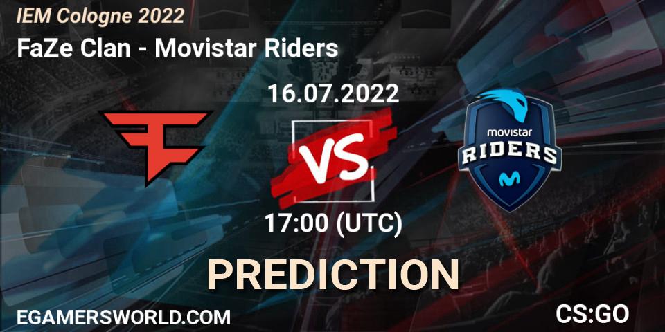 Pronóstico FaZe Clan - Movistar Riders. 16.07.2022 at 17:00, Counter-Strike (CS2), IEM Cologne 2022