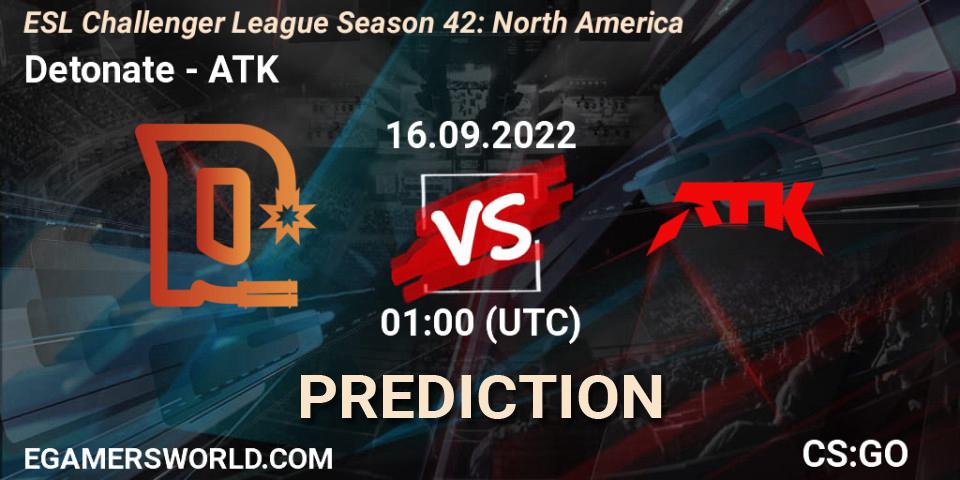 Pronóstico Detonate - ATK. 23.09.22, CS2 (CS:GO), ESL Challenger League Season 42: North America