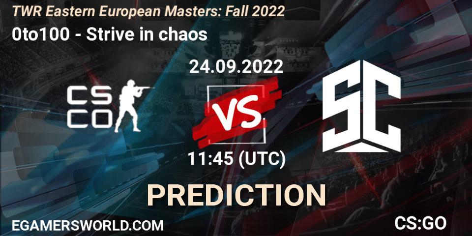 Pronóstico 0to100 - Strive in chaos. 24.09.2022 at 12:00, Counter-Strike (CS2), TWR Eastern European Masters: Fall 2022