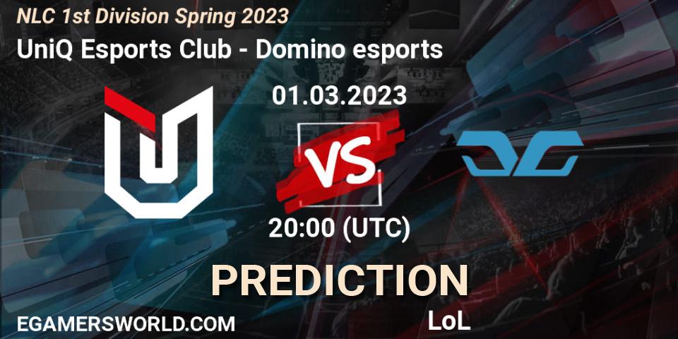 Pronóstico UniQ Esports Club - Domino esports. 07.02.23, LoL, NLC 1st Division Spring 2023