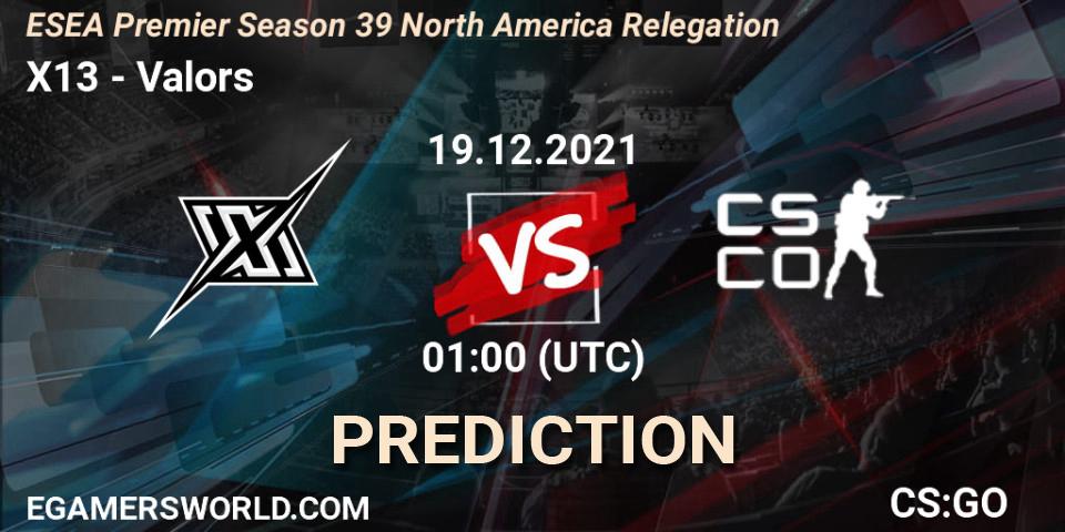 Pronóstico X13 - Valors. 19.12.2021 at 02:30, Counter-Strike (CS2), ESEA Premier Season 39 North America Relegation