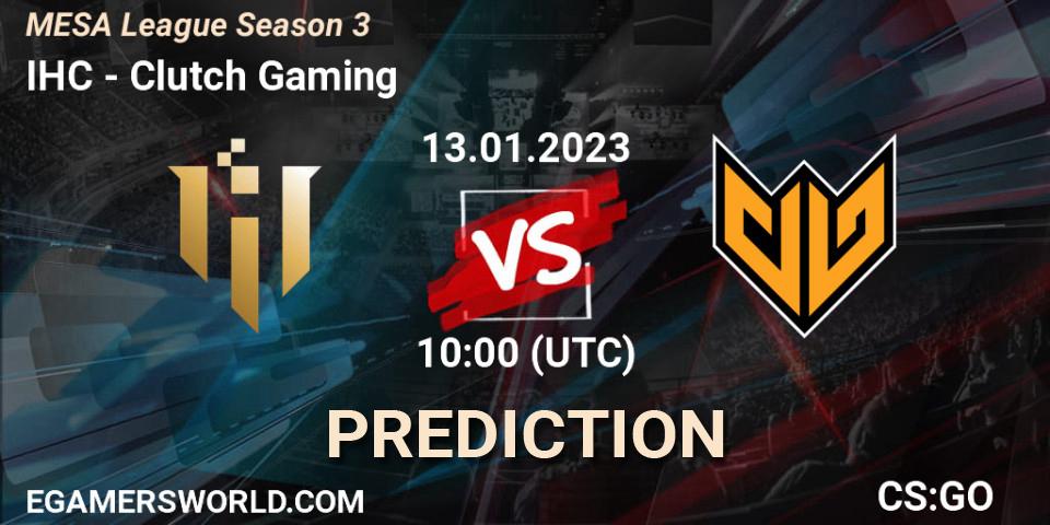 Pronóstico IHC - Clutch Gaming. 18.01.23, CS2 (CS:GO), MESA League Season 3