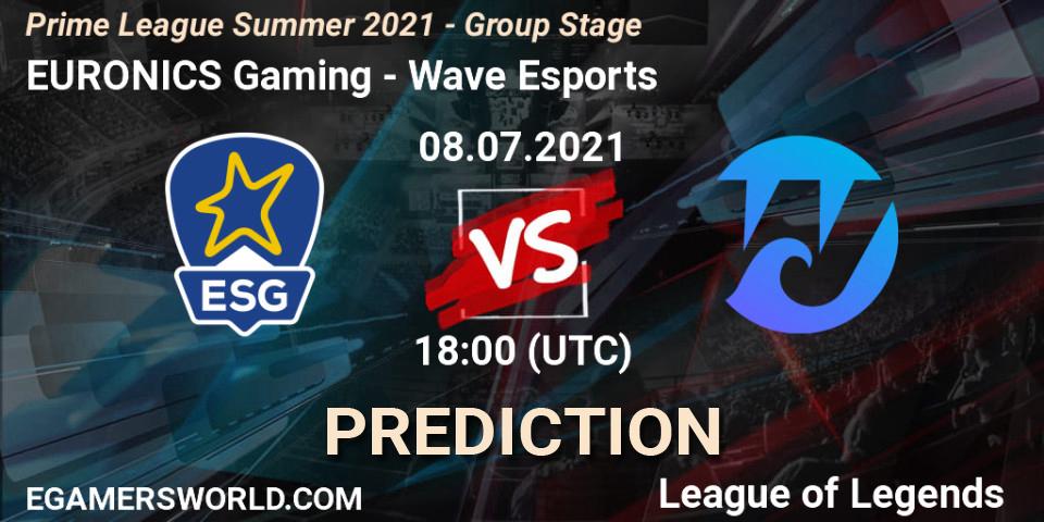Pronóstico EURONICS Gaming - Wave Esports. 08.07.21, LoL, Prime League Summer 2021 - Group Stage