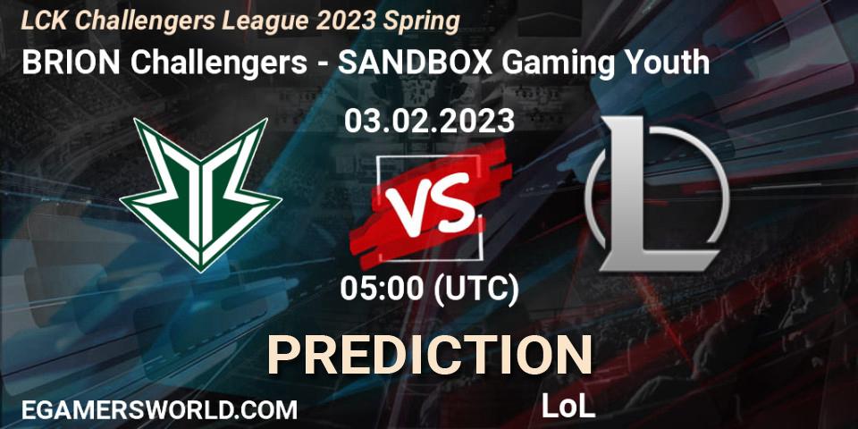 Pronóstico Brion Esports Challengers - SANDBOX Gaming Youth. 03.02.2023 at 05:00, LoL, LCK Challengers League 2023 Spring