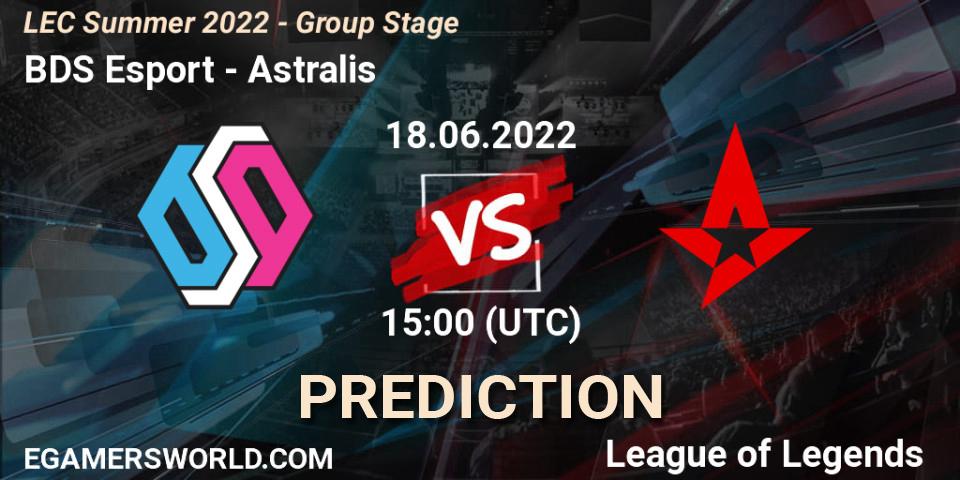 Pronóstico BDS Esport - Astralis. 18.06.2022 at 15:00, LoL, LEC Summer 2022 - Group Stage