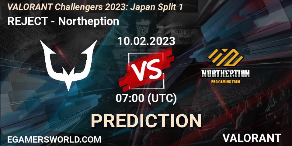 Pronóstico REJECT - Northeption. 10.02.23, VALORANT, VALORANT Challengers 2023: Japan Split 1