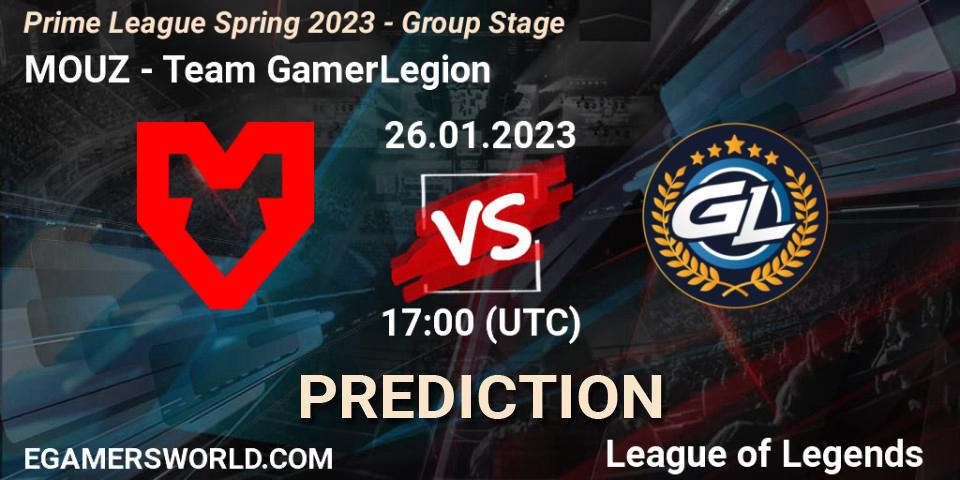 Pronóstico MOUZ - Team GamerLegion. 26.01.2023 at 20:00, LoL, Prime League Spring 2023 - Group Stage