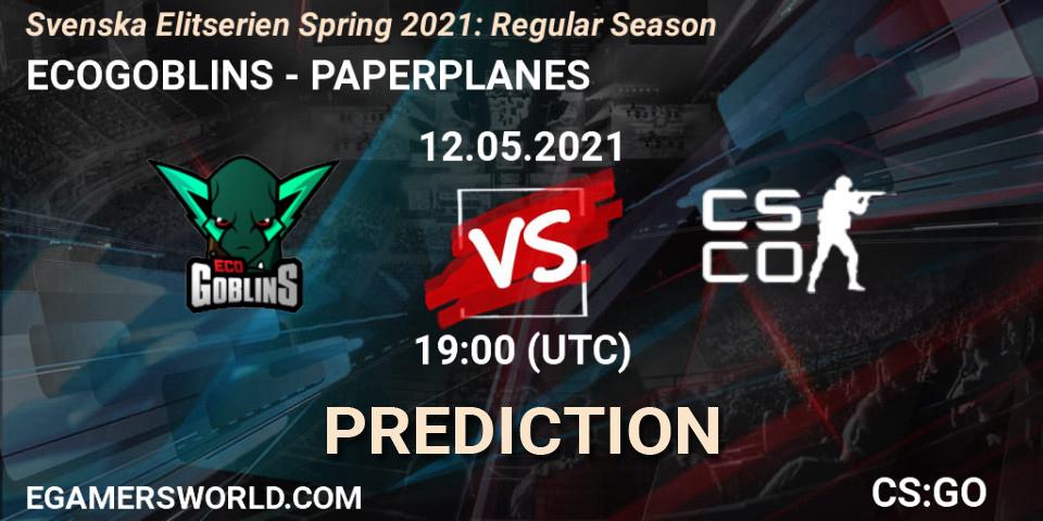 Pronóstico ECOGOBLINS - PAPERPLANES. 12.05.2021 at 19:00, Counter-Strike (CS2), Svenska Elitserien Spring 2021: Regular Season