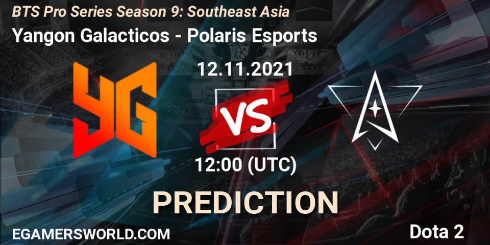 Pronóstico Yangon Galacticos - Polaris Esports. 12.11.2021 at 11:18, Dota 2, BTS Pro Series Season 9: Southeast Asia
