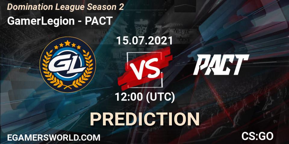 Pronóstico GamerLegion - PACT. 15.07.2021 at 12:00, Counter-Strike (CS2), Domination League Season 2