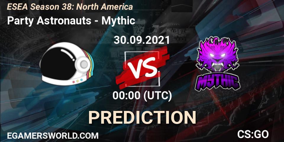 Pronóstico Party Astronauts - Mythic. 30.09.2021 at 00:00, Counter-Strike (CS2), ESEA Season 38: North America 