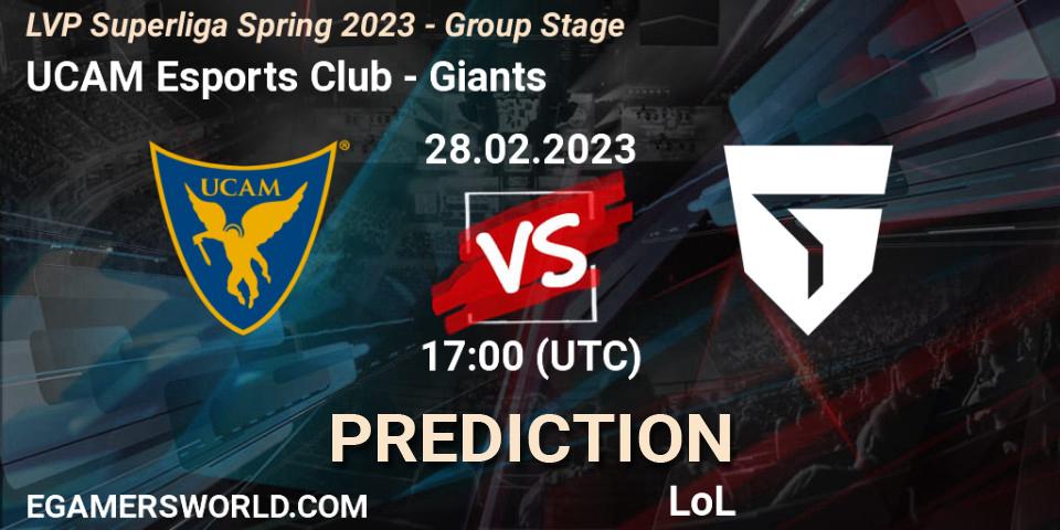 Pronóstico UCAM Esports Club - Giants. 28.02.2023 at 18:00, LoL, LVP Superliga Spring 2023 - Group Stage