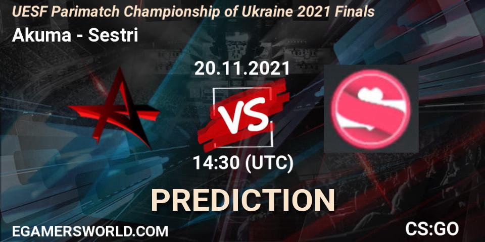 Pronóstico Akuma - Sestri. 20.11.2021 at 15:15, Counter-Strike (CS2), UESF Parimatch Championship of Ukraine 2021 Finals