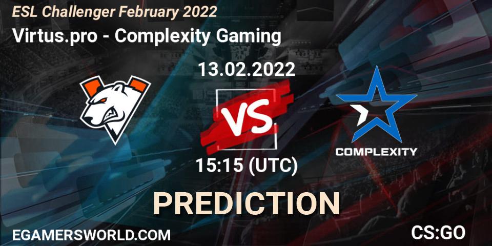 Pronóstico Virtus.pro - Complexity Gaming. 13.02.2022 at 15:55, Counter-Strike (CS2), ESL Challenger February 2022