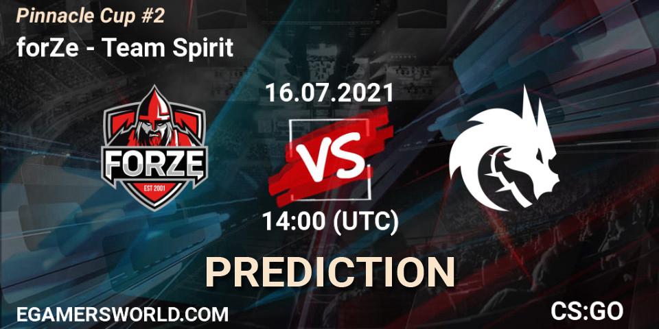 Pronóstico forZe - Team Spirit. 16.07.2021 at 14:50, Counter-Strike (CS2), Pinnacle Cup #2