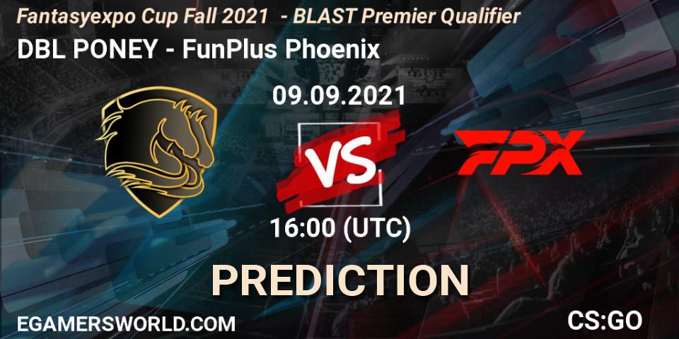 Pronóstico DBL PONEY - FunPlus Phoenix. 09.09.2021 at 16:00, Counter-Strike (CS2), Fantasyexpo Cup Fall 2021 - BLAST Premier Qualifier