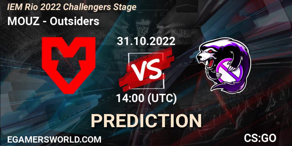 Pronóstico MOUZ - Outsiders. 31.10.2022 at 14:00, Counter-Strike (CS2), IEM Rio 2022 Challengers Stage