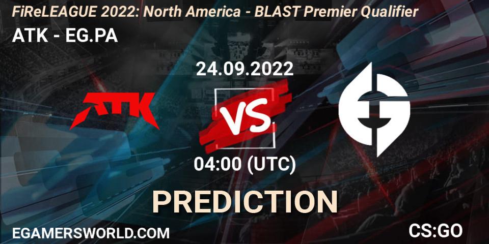 Pronóstico ATK - EG.PA. 24.09.2022 at 04:00, Counter-Strike (CS2), FiReLEAGUE 2022: North America - BLAST Premier Qualifier