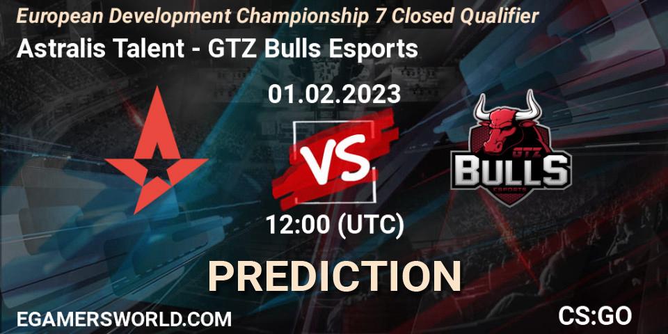 Pronóstico Astralis Talent - GTZ Bulls Esports. 01.02.23, CS2 (CS:GO), European Development Championship 7 Closed Qualifier