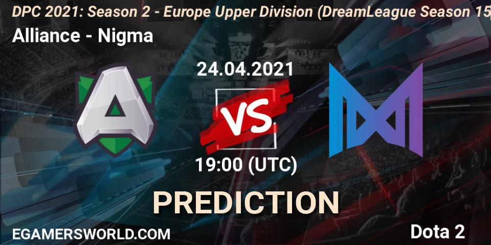 Pronóstico Alliance - Nigma. 24.04.2021 at 19:32, Dota 2, DPC 2021: Season 2 - Europe Upper Division (DreamLeague Season 15)