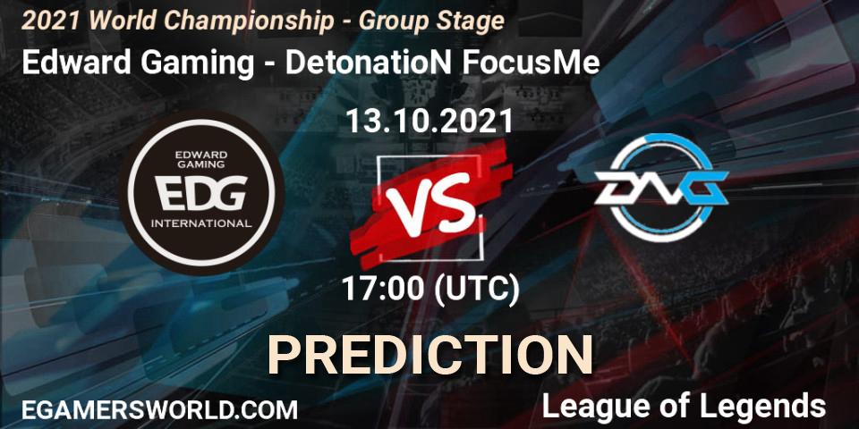 Pronóstico Edward Gaming - DetonatioN FocusMe. 13.10.2021 at 17:10, LoL, 2021 World Championship - Group Stage