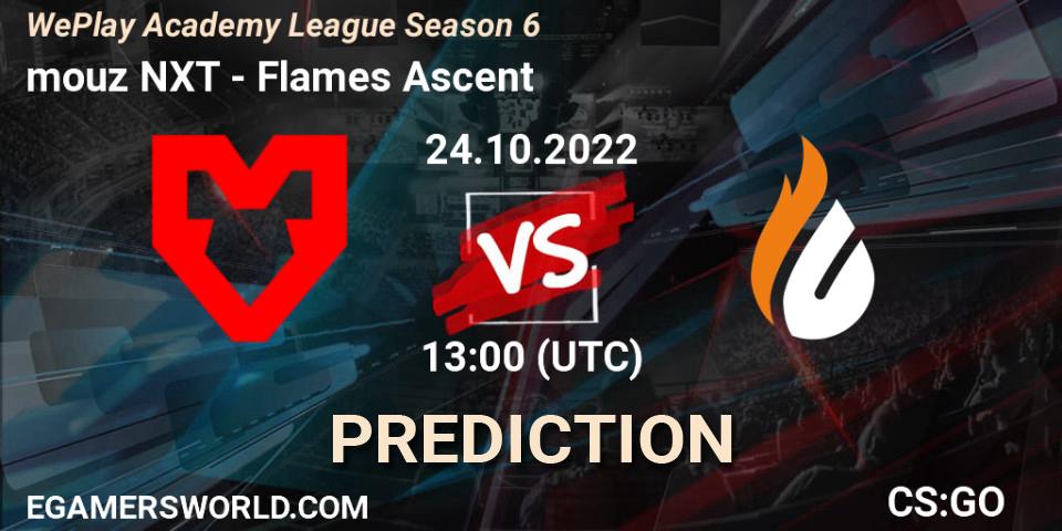 Pronóstico mouz NXT - Flames Ascent. 24.10.2022 at 13:00, Counter-Strike (CS2), WePlay Academy League Season 6