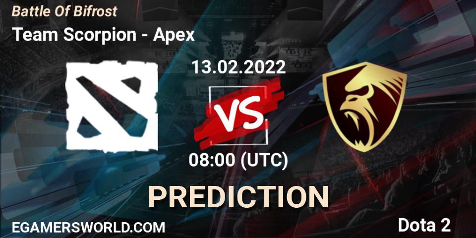 Pronóstico Team Scorpion - Apex. 13.02.2022 at 07:58, Dota 2, Battle Of Bifrost