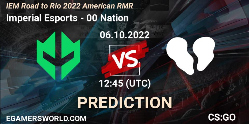 Pronóstico Imperial Esports - 00 Nation. 06.10.2022 at 12:50, Counter-Strike (CS2), IEM Road to Rio 2022 American RMR