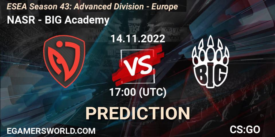 Pronóstico NASR - BIG Academy. 14.11.22, CS2 (CS:GO), ESEA Season 43: Advanced Division - Europe