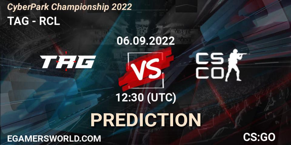 Pronóstico TAG - RCL. 06.09.2022 at 13:00, Counter-Strike (CS2), CyberPark Championship 2022
