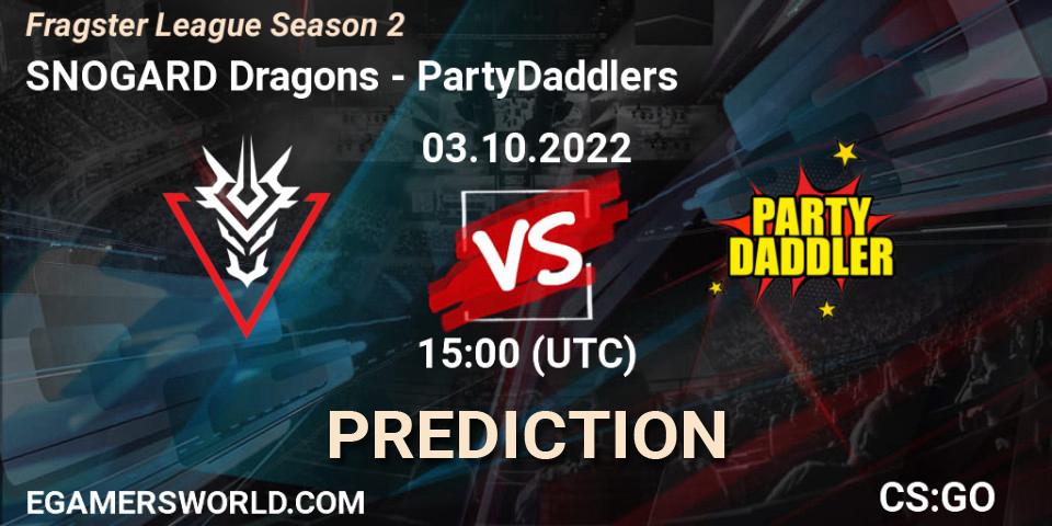 Pronóstico SNOGARD Dragons - PartyDaddlers. 03.10.2022 at 15:00, Counter-Strike (CS2), Fragster League Season 2